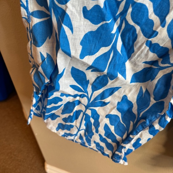 Rachael Zoe Washable Linen Wide Leg Tropical Print Elastic Waist Crop Pant-Large - Picture 4 of 6